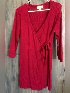 Olive & Oak Crimson Ribbed Wrap Dress